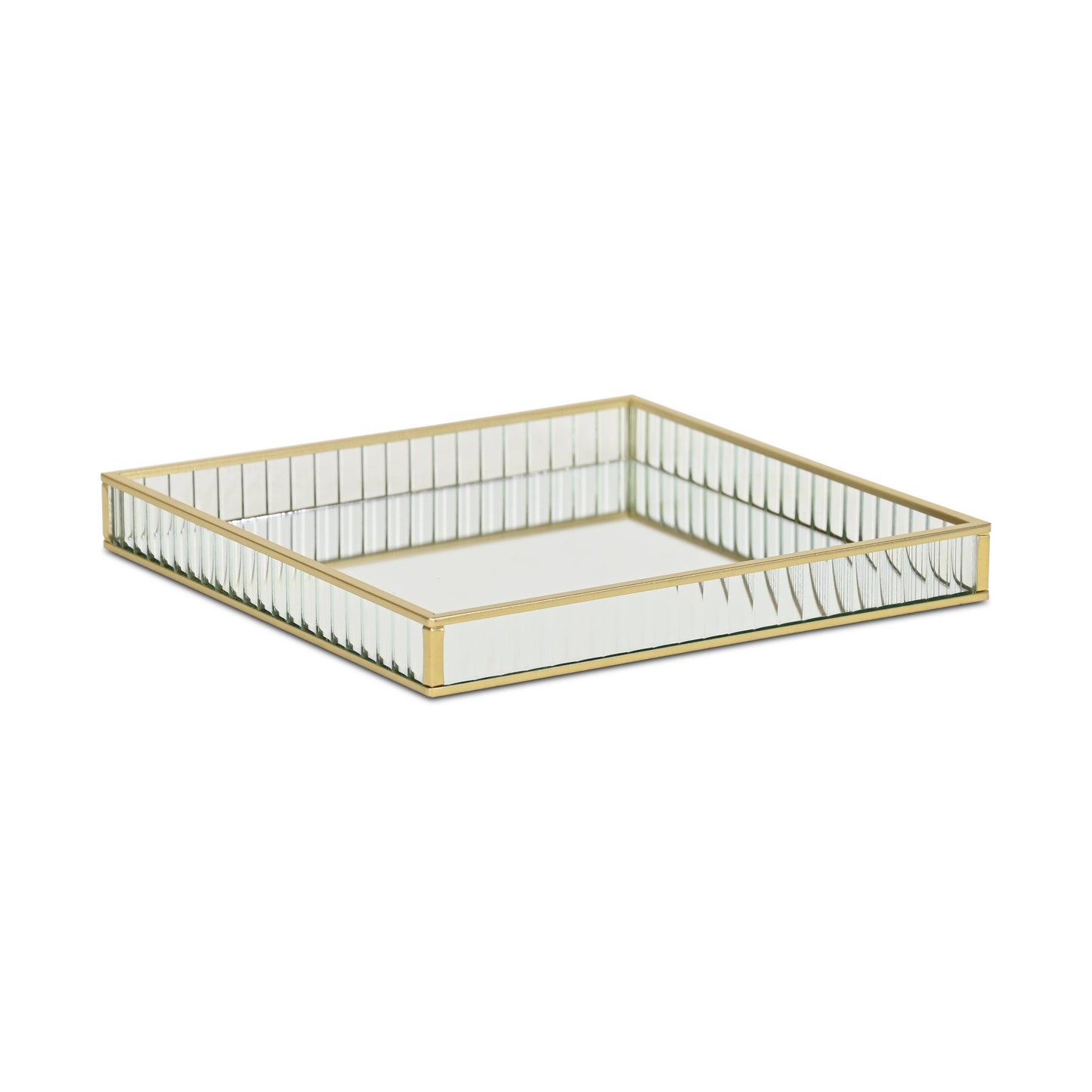 Veldra Gold Square Fluted Glass Tray