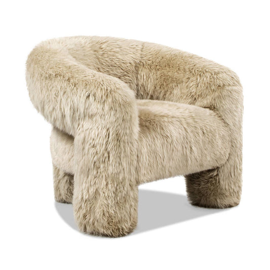 Avalon 35" Genuine Sheepskin Fur Split Barrel Back Chair