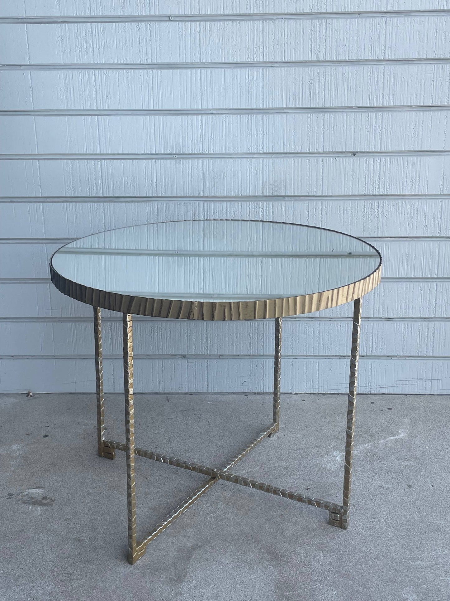 Gold Mirrored Top Round Side Table