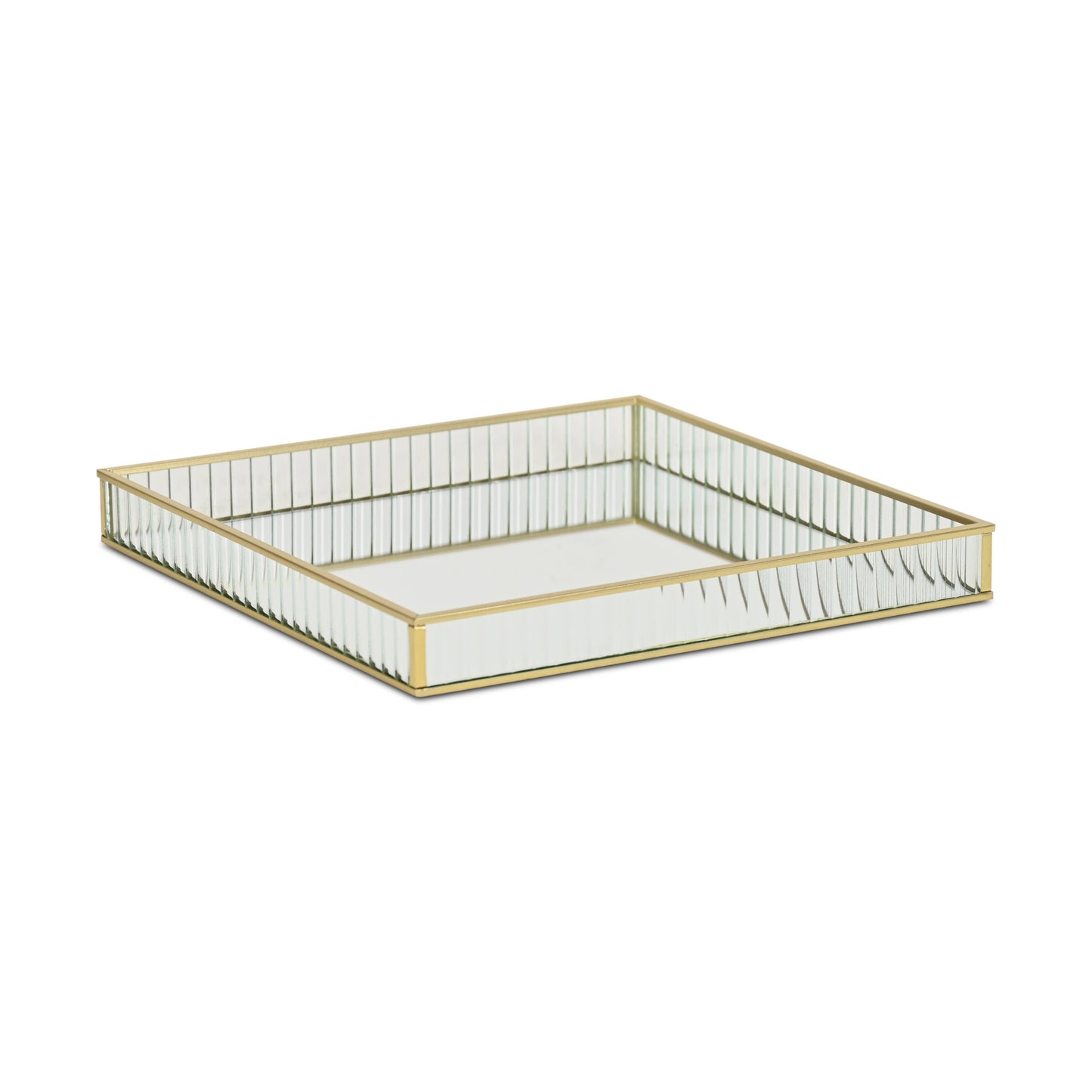 Veldra Gold Square Fluted Glass Tray