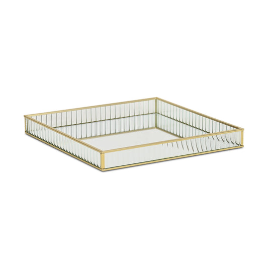 Veldra Gold Square Fluted Glass Tray