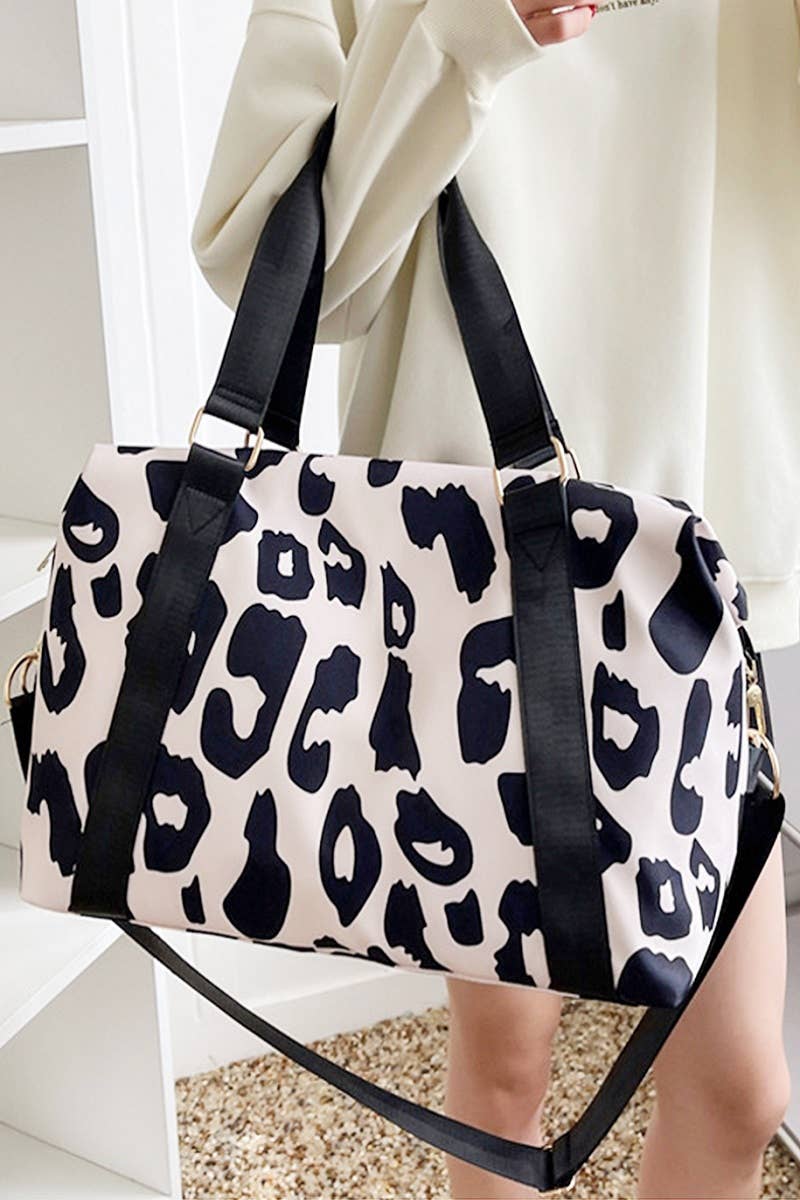 ,,, SI-26442 Leopard Print Weekender Travel Duffle Bag