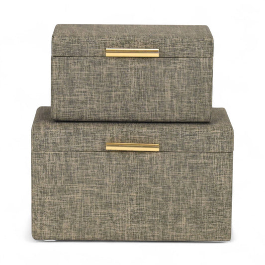 Set of 2 Storage Boxes | Faux Fabric Pattern