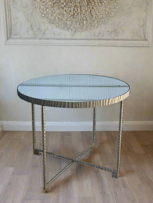 Gold Mirrored Top Round Side Table