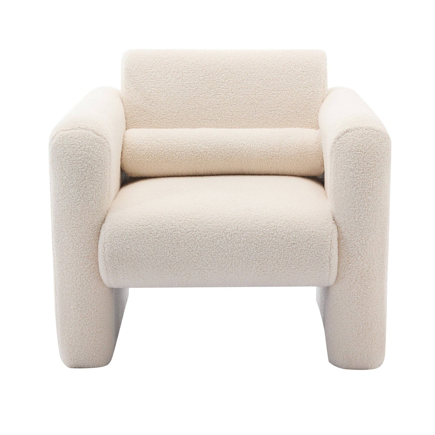 Teton Modern Lamb Fabric Upholstered Accent Chair with Pillow Armchair