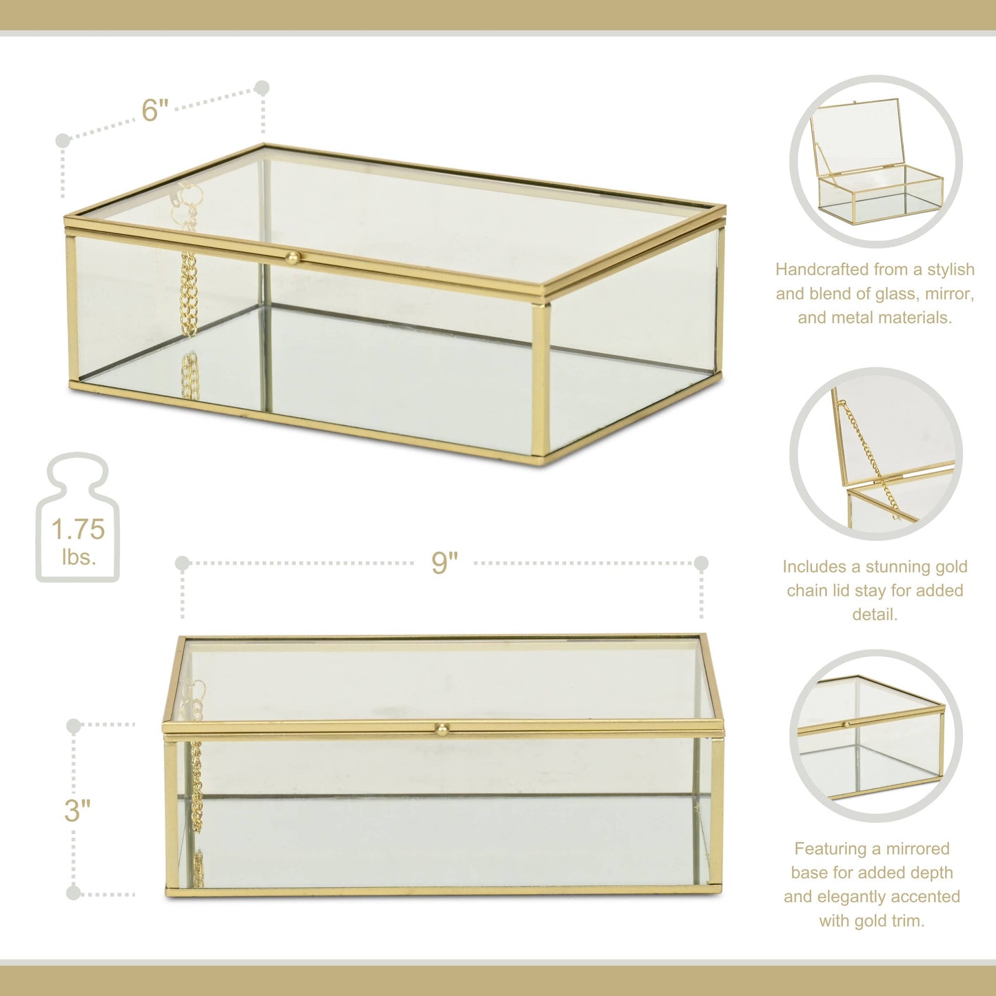 Lume Glass & Metal Frame Storage Box