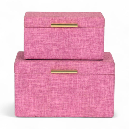 Set of 2 Storage Boxes | Faux Fabric Pattern