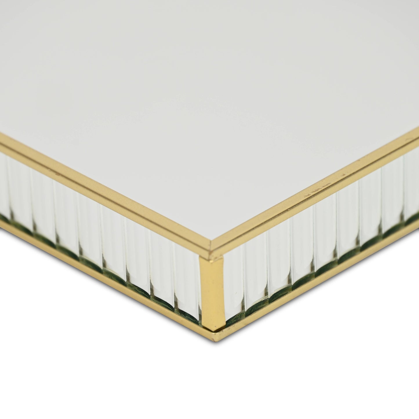 Veldra Gold Square Fluted Glass Tray