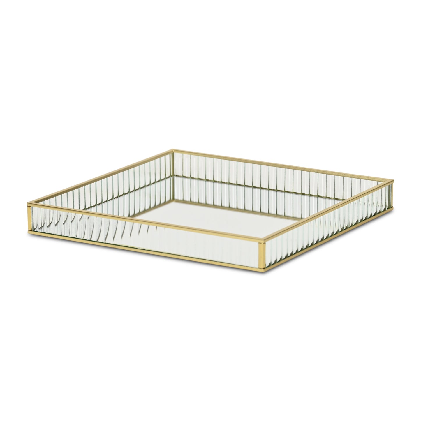 Veldra Gold Square Fluted Glass Tray