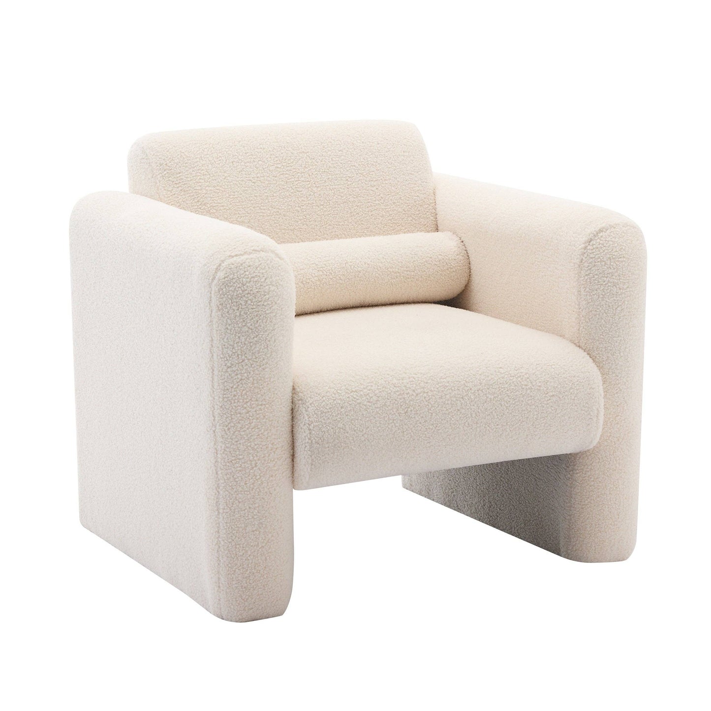 Teton Modern Lamb Fabric Upholstered Accent Chair with Pillow Armchair