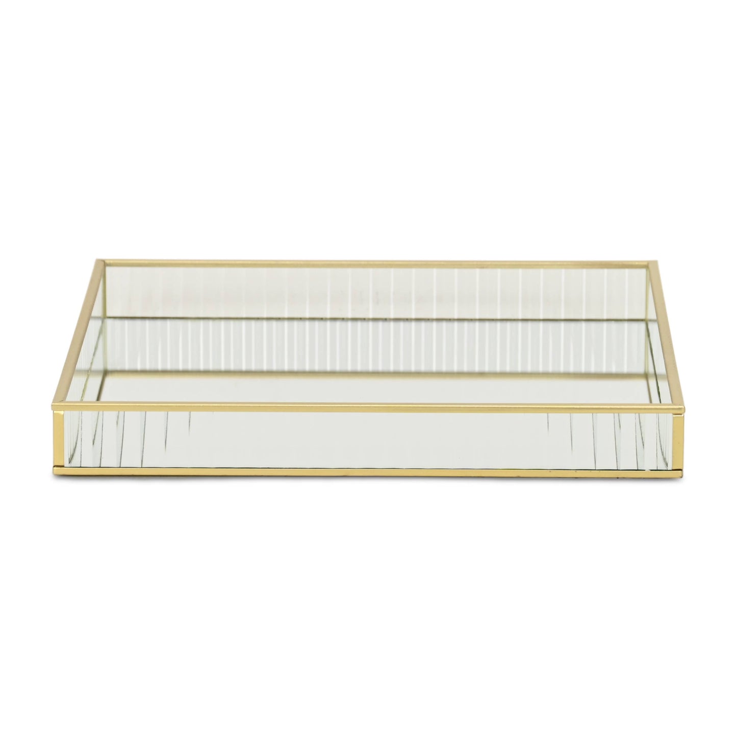 Veldra Gold Square Fluted Glass Tray