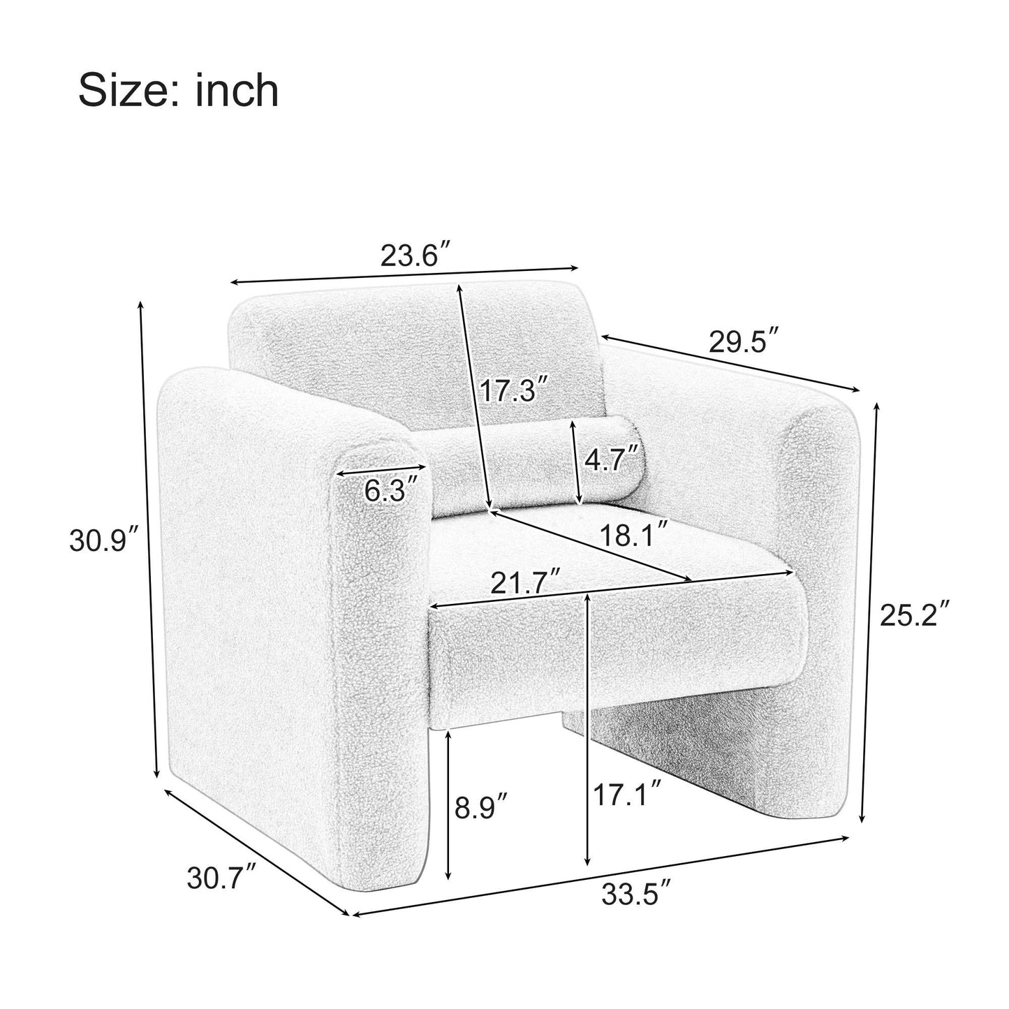 Teton Modern Lamb Fabric Upholstered Accent Chair with Pillow Armchair