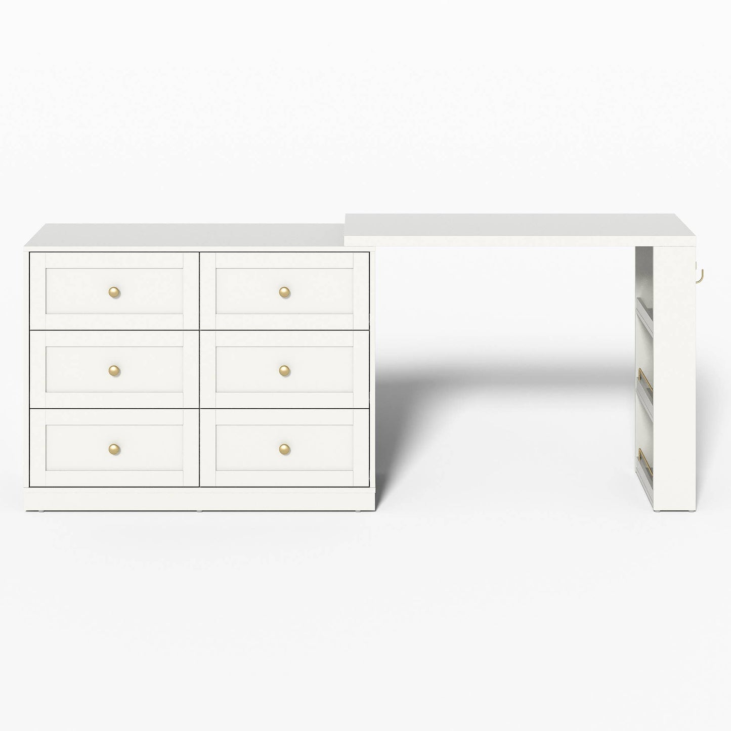 Makeup Vanity Desk with 6 Drawers, Extendable corner Vanity