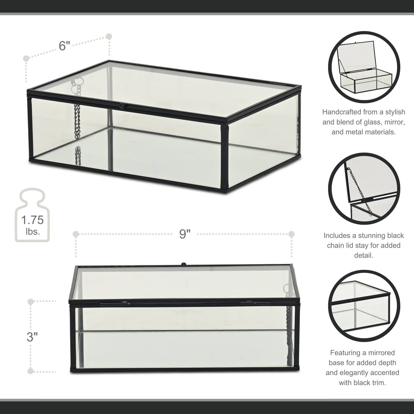 Lume Glass & Metal Frame Storage Box