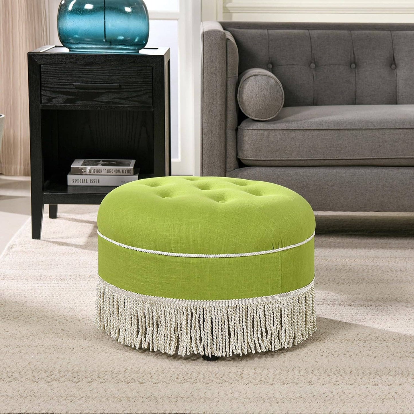 Yolanda 24" Round Upholstered Accent Ottoman