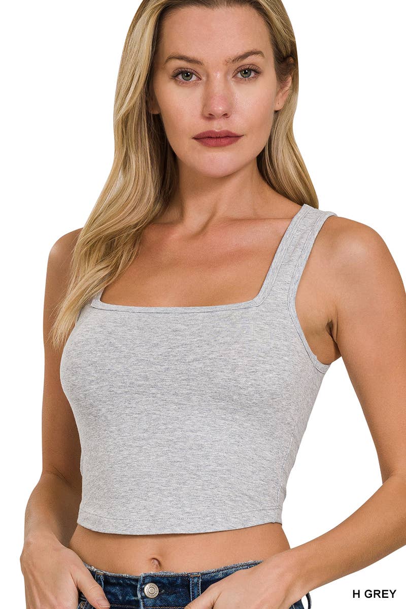 `.Cotton Square Neck Cropped Cami Top